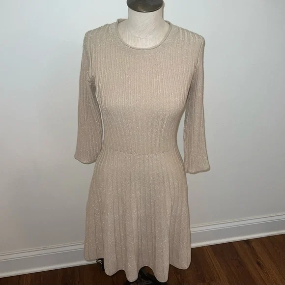 Nanette Lepore Womens Metallic Cocktail Sweaterdress Gold Size Small - Picture 3 of 10
